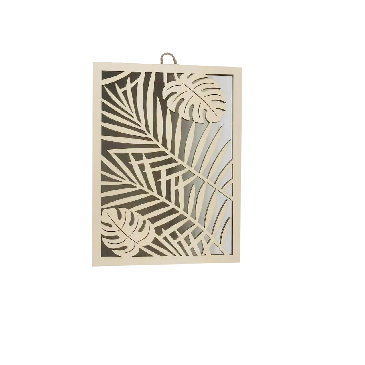 15.75" Tropical Leaves DIY Plywood & Mirror Plaque by Make Market®